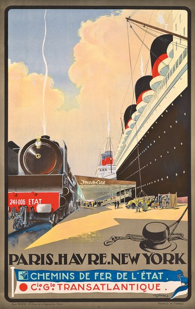 Poster advertising travel by the shipping company Compagnie Generale Transatlantique, c.1930 by Albert Sébille