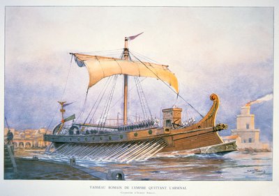 Roman Imperial Ship Leaving the Harbour by Albert Sébille