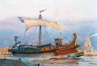 Roman Imperial Era Ship Leaving Arsenal by Albert Sébille