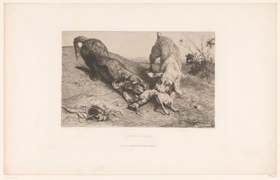 Two Dachshunds Tearing Apart a Rabbit by Albert de Balleroy
