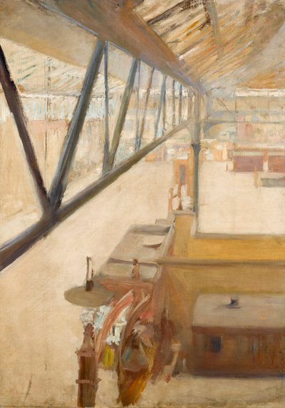 View of a railway station, c.1900 by Albert de Belleroche