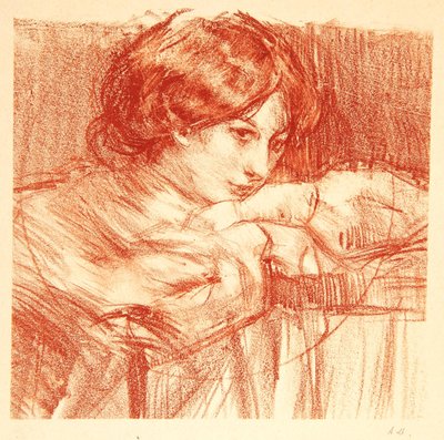 Young Lady Leaning on Crossed Hands by Albert de Belleroche
