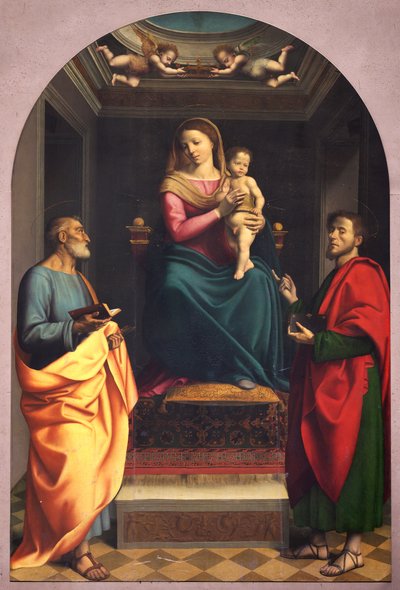 Madonna with Saints Peter and Luke by Albertino (attr.to) Piazza