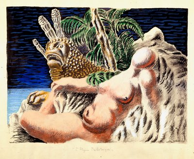Prehistoric Algeria Allegory. Painting by Alberto Savinio (Andrea de Chirico) by Alberto (1891 1952) Savinio