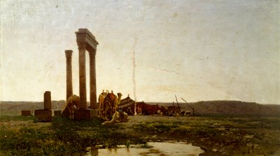 Classical Ruins in Desert by Alberto Pasini
