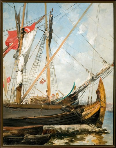 Sailboats on the Bosphorus in Turkey Painting by Alberto Pasini (1826-1899) 19th century Genes, Galleria d