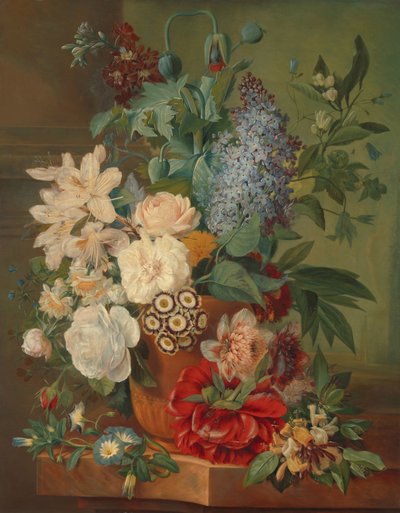 Flowers in a Terra Cotta Vase by Albertus Jonas Brandt