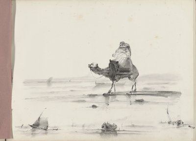 Man Riding a Camel Along a Coast by Albertus van Beest