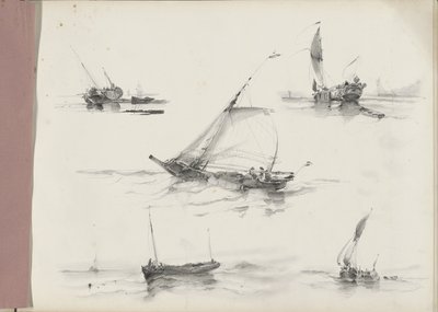 Study Sheet with Sailing Ships on the Water by Albertus van Beest