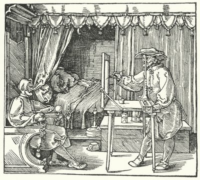 Method of producing a scale image by marking the outlines of the object on a sheet of glass by Albrecht (after) Durer or Duerer