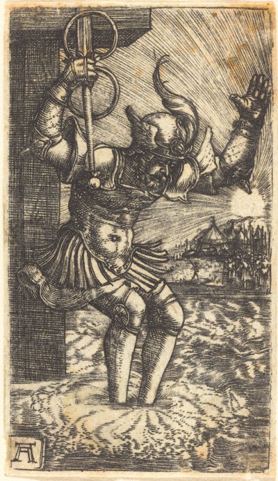 Horatio Cocles Leaping into the River Tiber by Albrecht Altdorfer