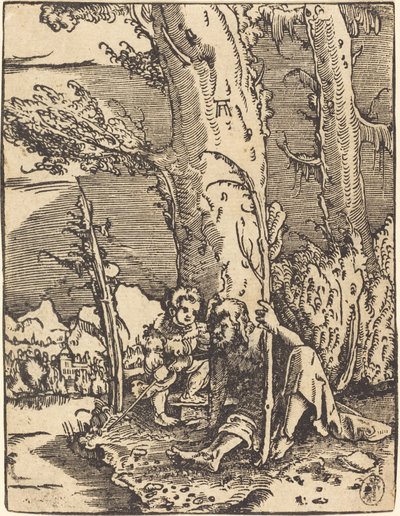Saint Christopher Seated by a River Bank by Albrecht Altdorfer