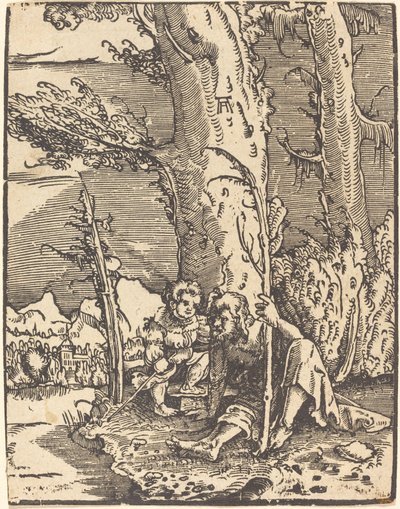 Saint Christopher Seated by a River Bank by Albrecht Altdorfer