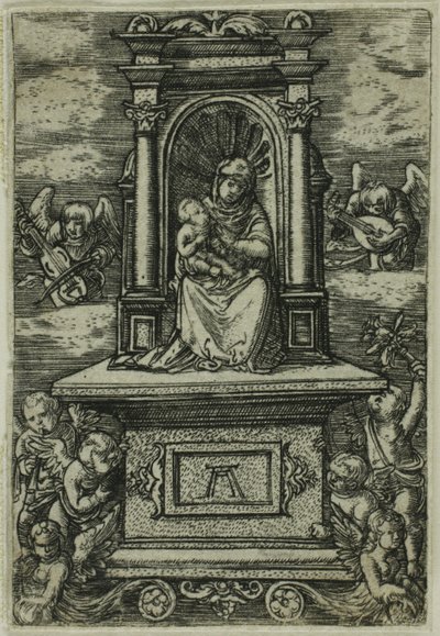The Beautiful Virgin of Regensburg with the Child on a Throne, Surrounded by Angels with Musical Instruments by Albrecht Altdorfer