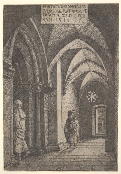 The Entrance Hall of the Regensburg Synagogue, 1519 by Albrecht Altdorfer