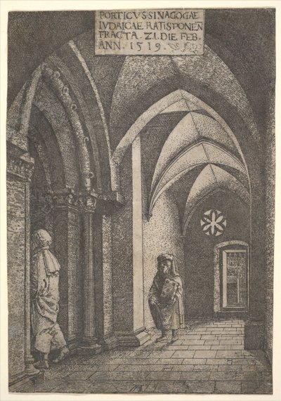 The Entrance Hall of the Regensburg Synagogue by Albrecht Altdorfer