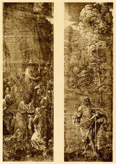 Bearing of the Cross and Christ with the Banner of Victory by Albrecht Dürer