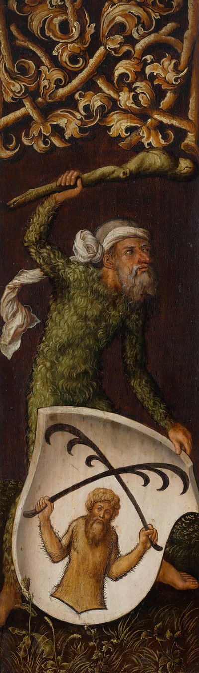 Portrait Triptych of Oswolt Krel, Left Wing: "Wild Man" with the Coat of Arms of Oswolt Krel by Albrecht Dürer