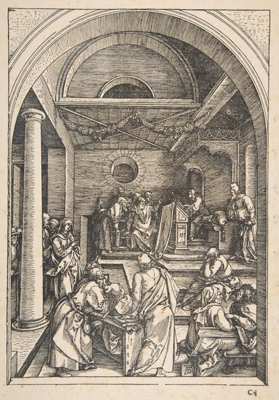 Christ among the Doctors, from The Life of the Virgin, Latin Edition, 1511 by Albrecht Dürer
