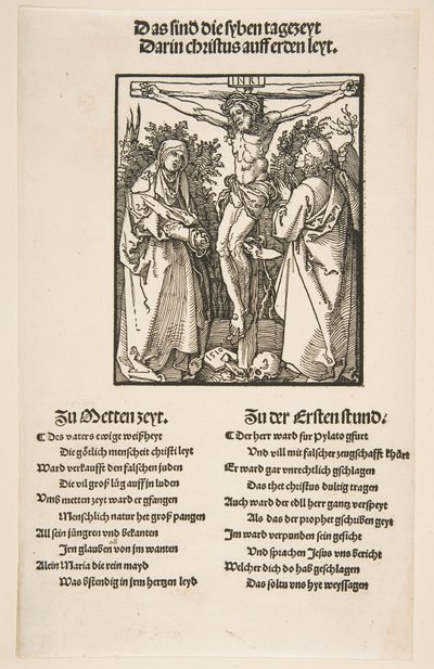 Christ on the Cross between the Virgin and Saint John, first sheet of two, 1510 by Albrecht Dürer