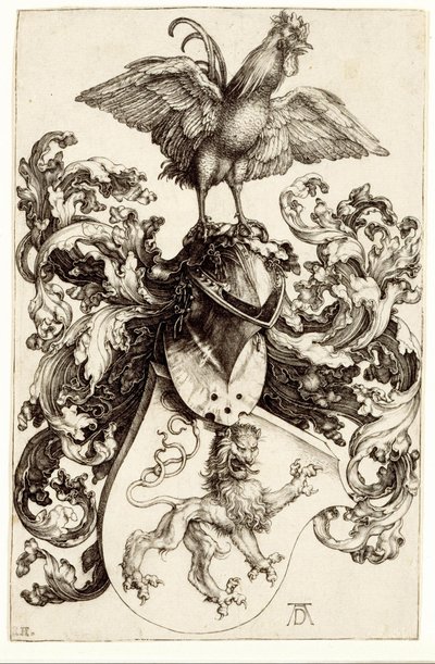 Coat of Arms with a Lion and a Cock by Albrecht Dürer
