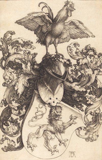 Coat of Arms with a Lion and a Cock, 1502-1503 by Albrecht Dürer