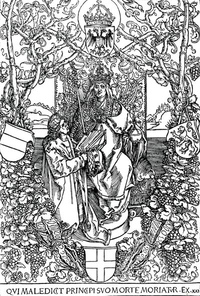 Conrad Celtes Presenting His Book Quatuor Libri Amorum to Maximilian I, 1502 by Albrecht Dürer