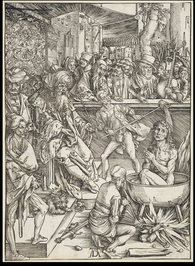 The Martyrdom of the Evangelist John, from the Apocalypse Series, First Edition German 1498 by Albrecht Dürer