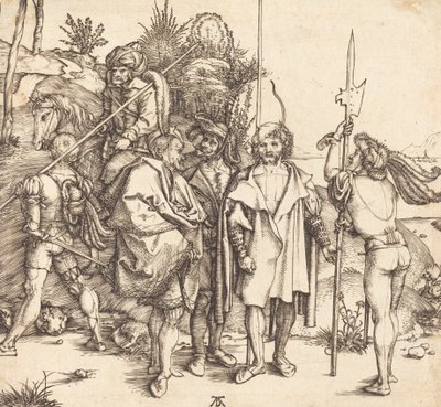 Five Soldiers and a Turk on Horseback, 1495-1496 by Albrecht Dürer