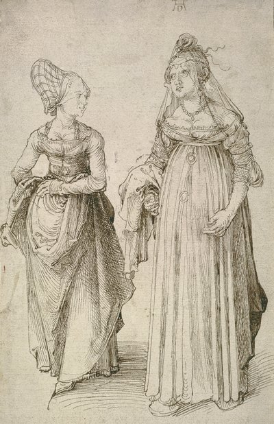 Lady in Venetian Dress Contrasted with a Nuremberg Hausfrau by Albrecht Dürer
