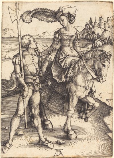 Lady on Horseback and the Lansquenet by Albrecht Dürer