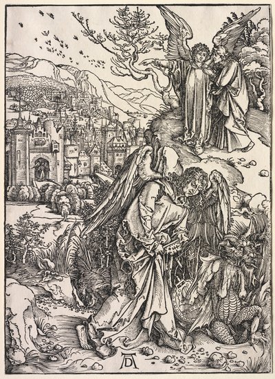 Revelation of St. John: Angel with the Key of the Bottomless Pit by Albrecht Dürer