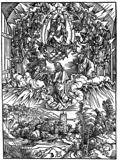 Scene from the Apocalypse, St John before God the Father and the Twenty-Four Elders, 1498 by Albrecht Dürer