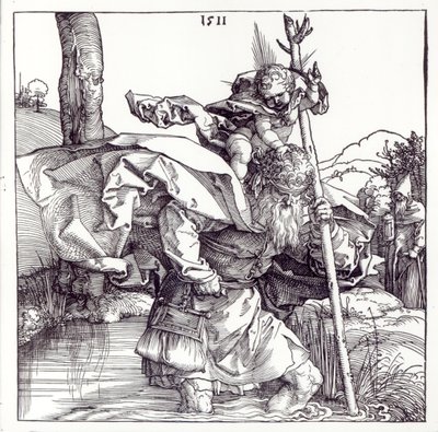 St. Christopher Carrying the Infant Christ (1511) (woodcut) by Albrecht Dürer