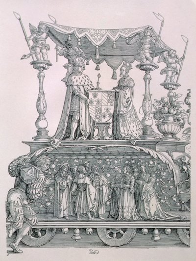 The Burgundian Marriage or the Triumphal Procession of Emperor Maximilian I of Germany showing the wedding chariot of Maximilian and Mary of Burgundy, pub. 1526 (detail) by Albrecht Dürer