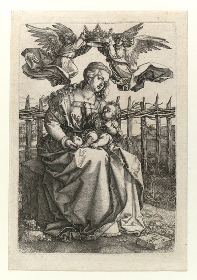 The Madonna and Child crowned by two angels by Albrecht Dürer