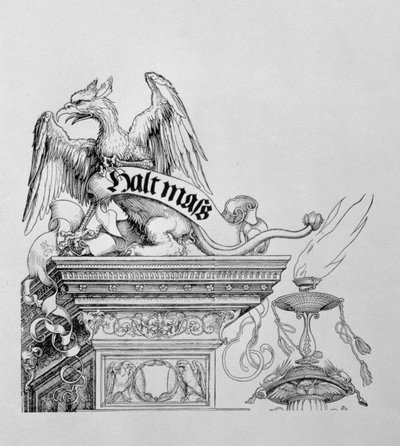 The Triumphal Arch of Emperor Maximilian I of Germany: detail of a winged griffin holding a scroll by Albrecht Dürer