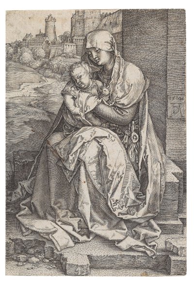 Virgin and Child Seated by the Wall by Albrecht Dürer