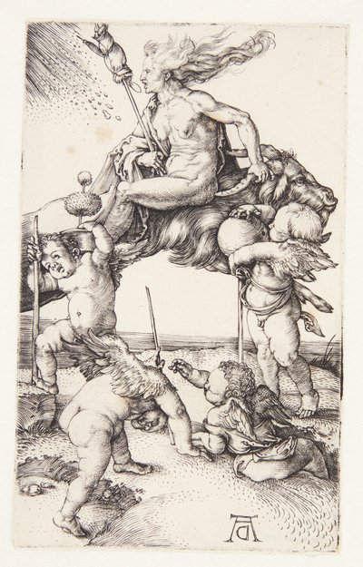 Witch Riding Backwards on a Goat by Albrecht Dürer