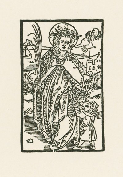 Saint Dorothea. Illustration to Hortulus Anime by Albrecht Dürer or Duerer