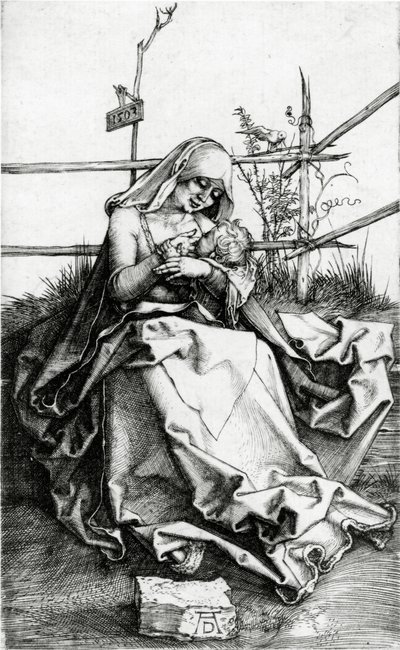 Virgin and Child Seated on a Grass Bench by Albrecht Dürer