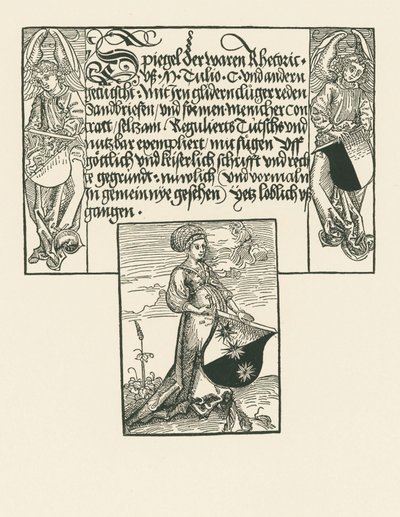 Young Woman Holding Coat of Arms by Albrecht Dürer or Duerer