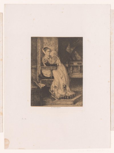 Girl Kissing Another Girl on the Cheek While Seated in a High Chair by Albrecht de Vriendt