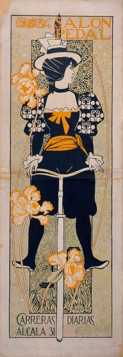 "Salon Pedal" Advertisement for a Cycling Track in Malaga by Alejandro de Riquer