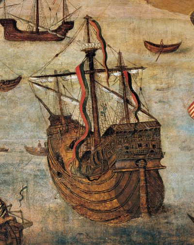 Spanish Caravel (detail) by Alejo Fernandez