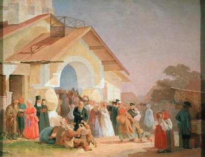 Coming out of a Church in Pskov, 1863-64 by Aleksandr Ivanovich Morozov
