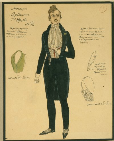 Arbenin. Costume Design for the Play The Masquerade by M. Lermontov by Aleksandr Jakovlevic Golovin