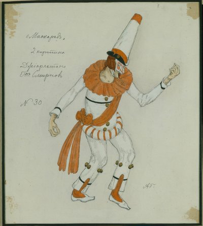 Costume Design for the Play The Masquerade by M. Lermontov by Aleksandr Jakovlevic Golovin
