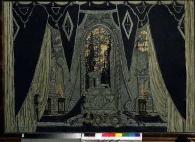 Stage design for the opera The Stone Guest by A. Dargomyzhsky by Aleksandr Jakovlevic Golovin
