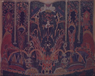 Design of Masquerade curtain for the theatre play The Masquerade by M. Lermontov by Aleksandr Jakovlevic Golovin